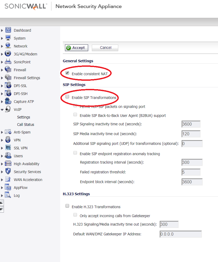 Eir Vodafone Sonicwall settings for NUACOM VoIP Service